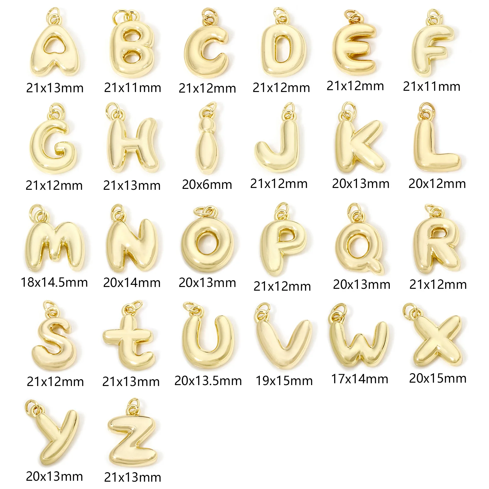 1pc New Brass Charms Gold Color Capital Alphabet Letter 3D Pendant DIY Necklace Bracelet For Women Men Party Jewelry Findings