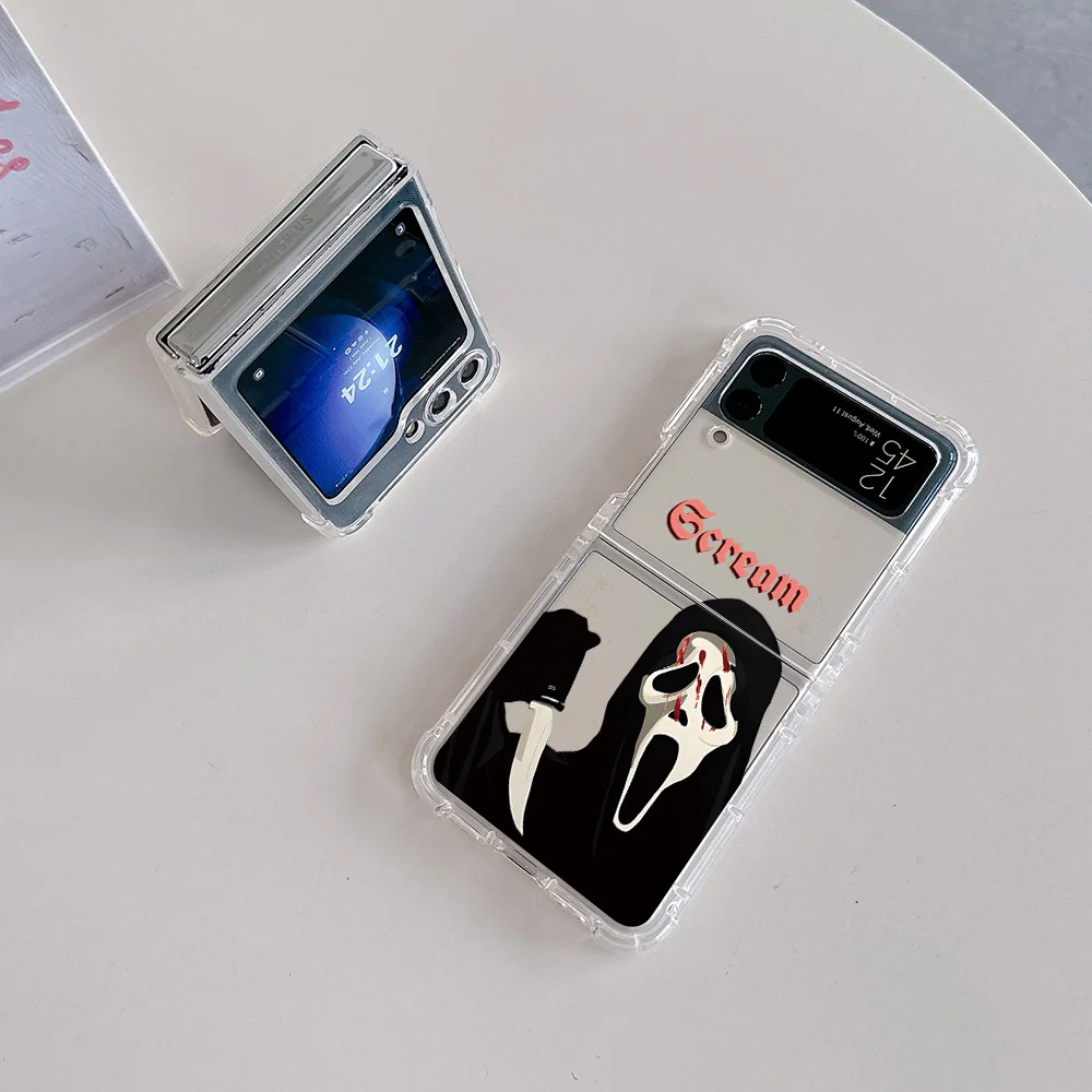 Scary Screaming Art Magsafe Magnetic Phone Case for Samsung Galaxy Z Flip 3 4 Z Flip 5 6 Z 5G Soft Transparent Back Cover