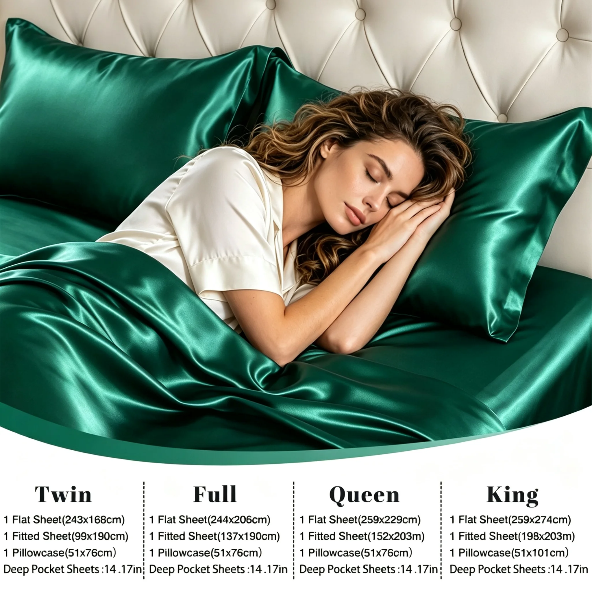 Luxury 100% Bamboo Fiber Satin Bedding Set 4 Pcs Silk Like Smooth Cooling Bed Sheet Set Duvet Cover Pillowcase Set Soft Breathable Bed Linen for Home Hotel Bedroom Full Queen King Size