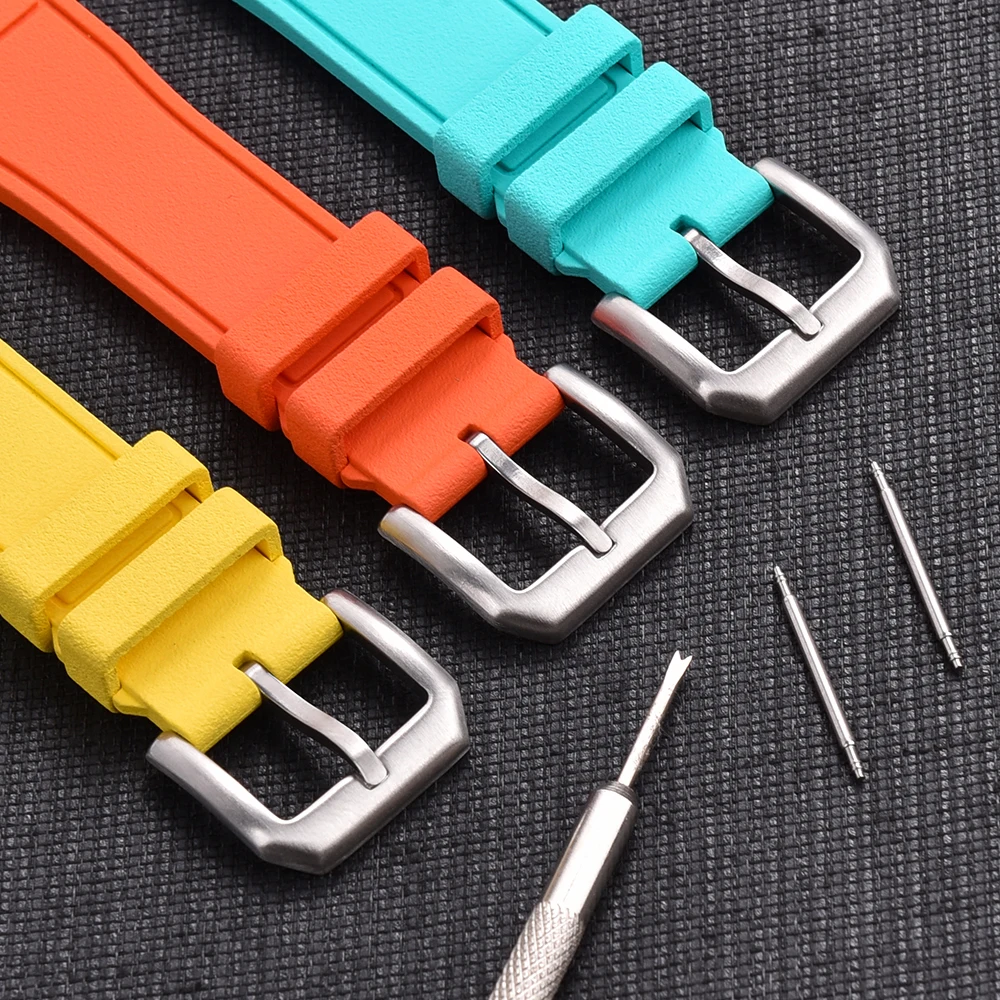 19mm 20mm 21mm FKM Watch Strap IWC Pattern Fit For IWC Pilot's Watch Mark Series  Men's Watch For Flat Head All-Purpose Type