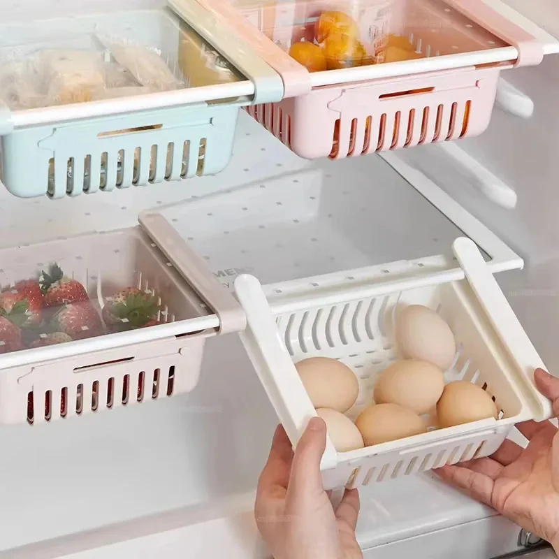 1/2/5pcs Drawer Type Food Storage Box for Refrigerator Fruit Egg Organizer Boxs Under Shelf Slide Plastic Kitchen Container