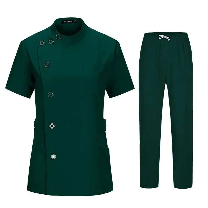 韓国語バージョン痩身ウエストボタン綿ハイエンド美容院ナース病院医師手洗い服