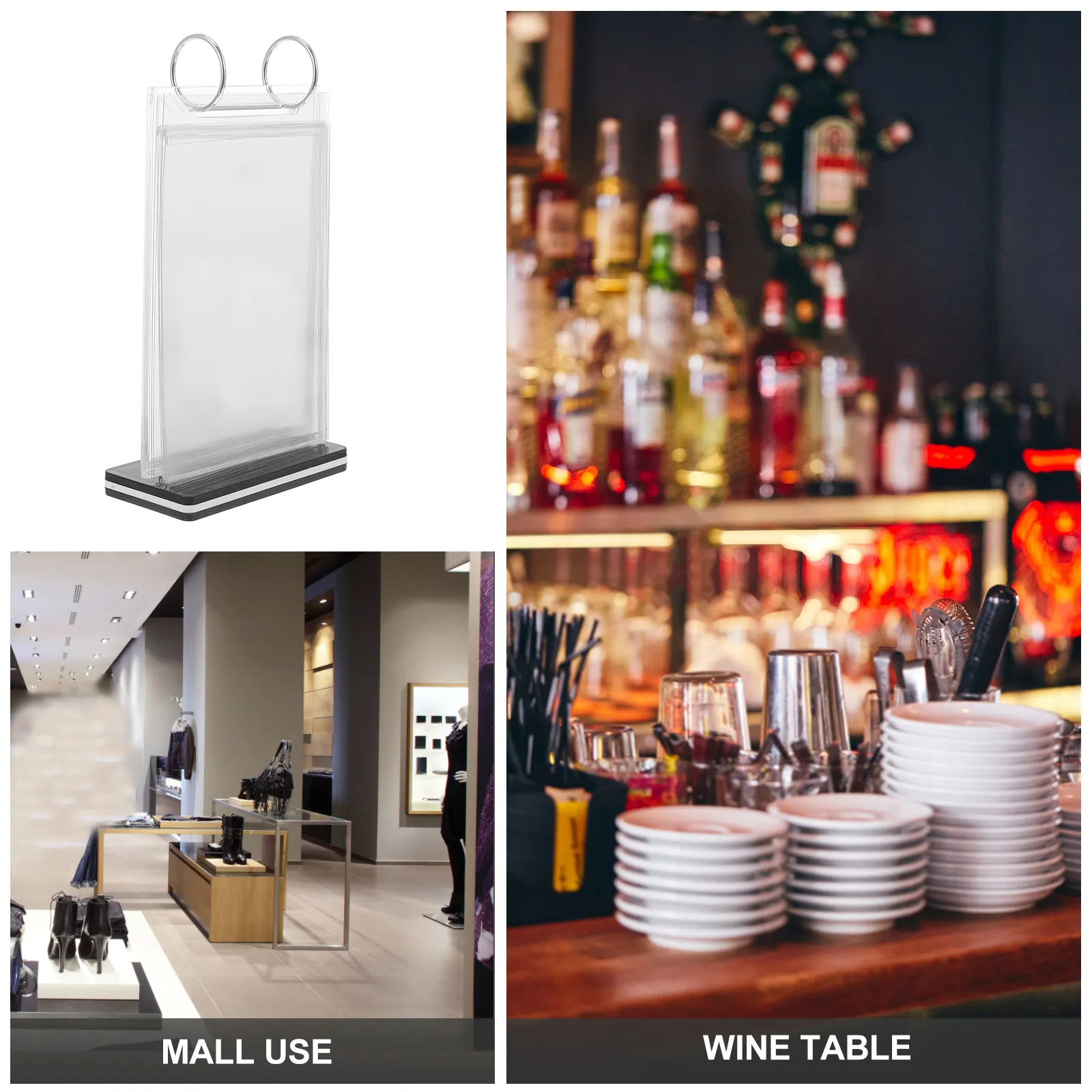 

Desktop Menu Display Stand 10x20cm Clear Acrylic Vertical Sign Holder for Cafes Restaurants Weddings Buffets Tabletop Menu Rack