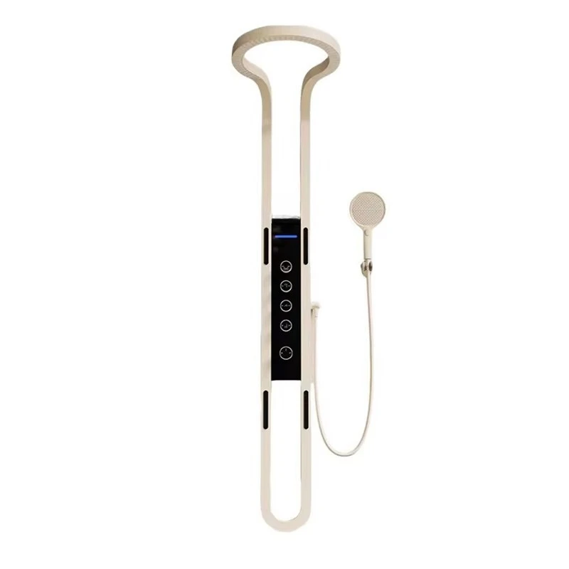 

New Design 304 Stainless Steel Single-Handle Gold Shower Panel U Shape Rain Soft Spray Brushed Surface Slide Bar Bathroom Hotels