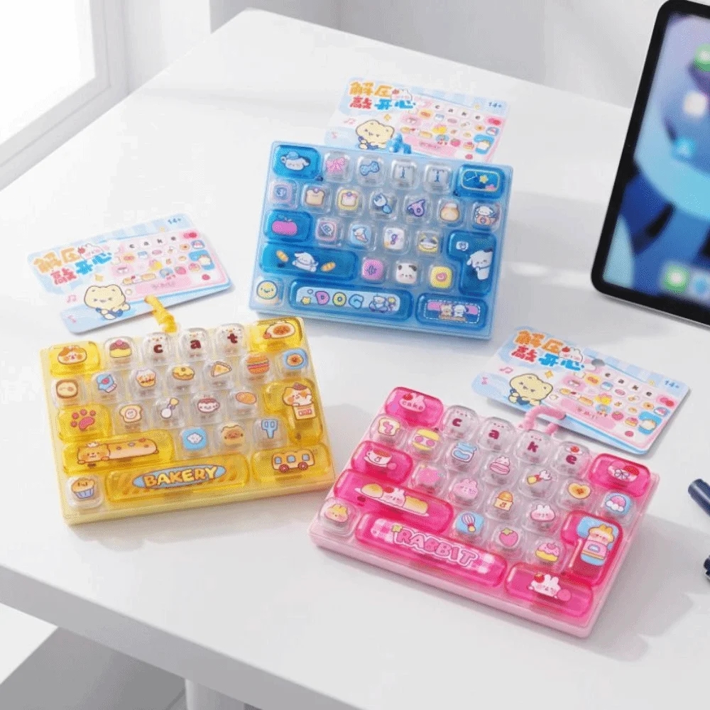26-Key Decompression Button Transparent Dual-Tone Simulation Keyboard Mini Keyboard Pendant Fruit Cute Design Keyboard Keychain
