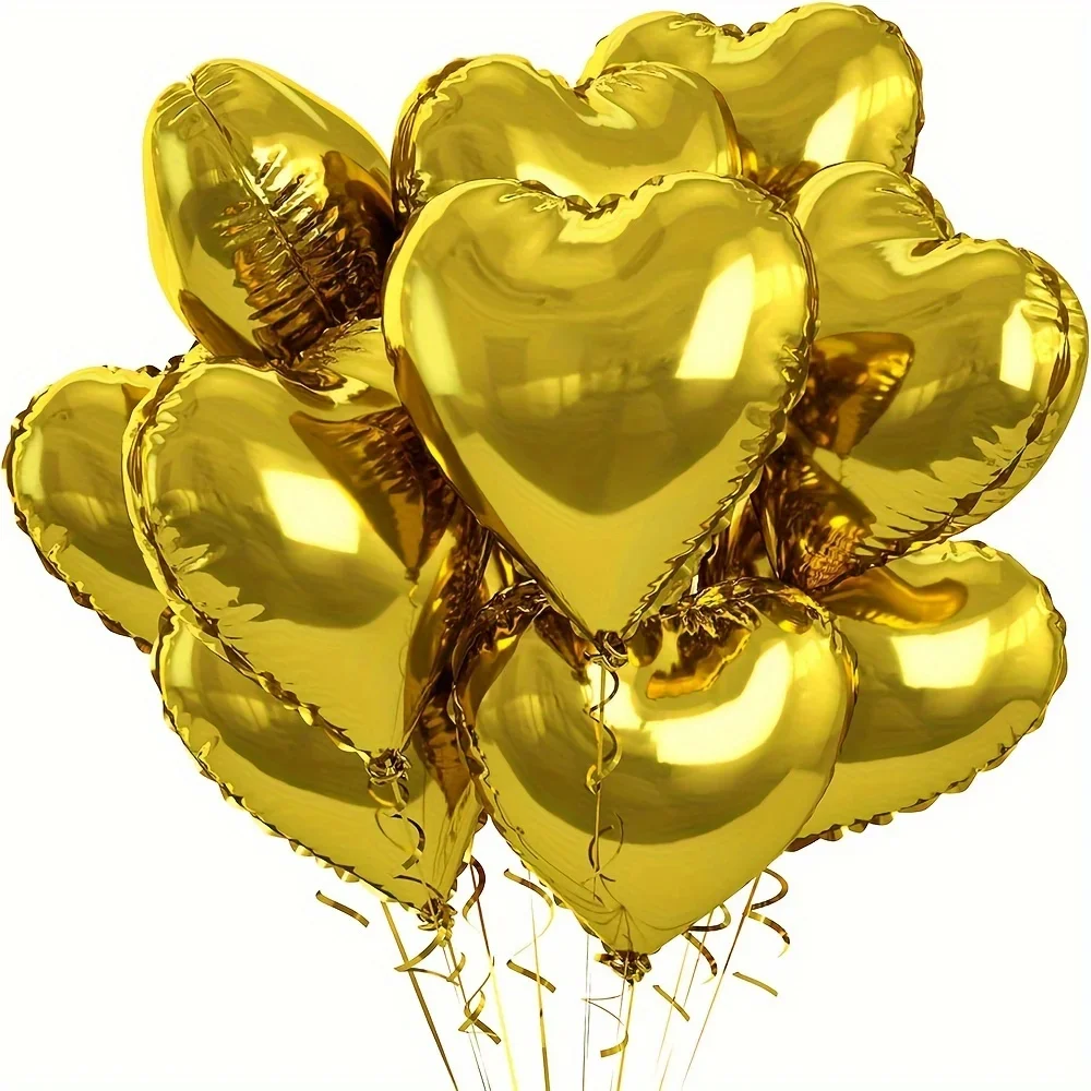 10-teiliges 18-Zoll-Herz-Aluminiumfolien-Luftballons-Set – Dekorationszubehör für Geburtstag, Valentinstag, Hochzeit, Jahrestag, Party