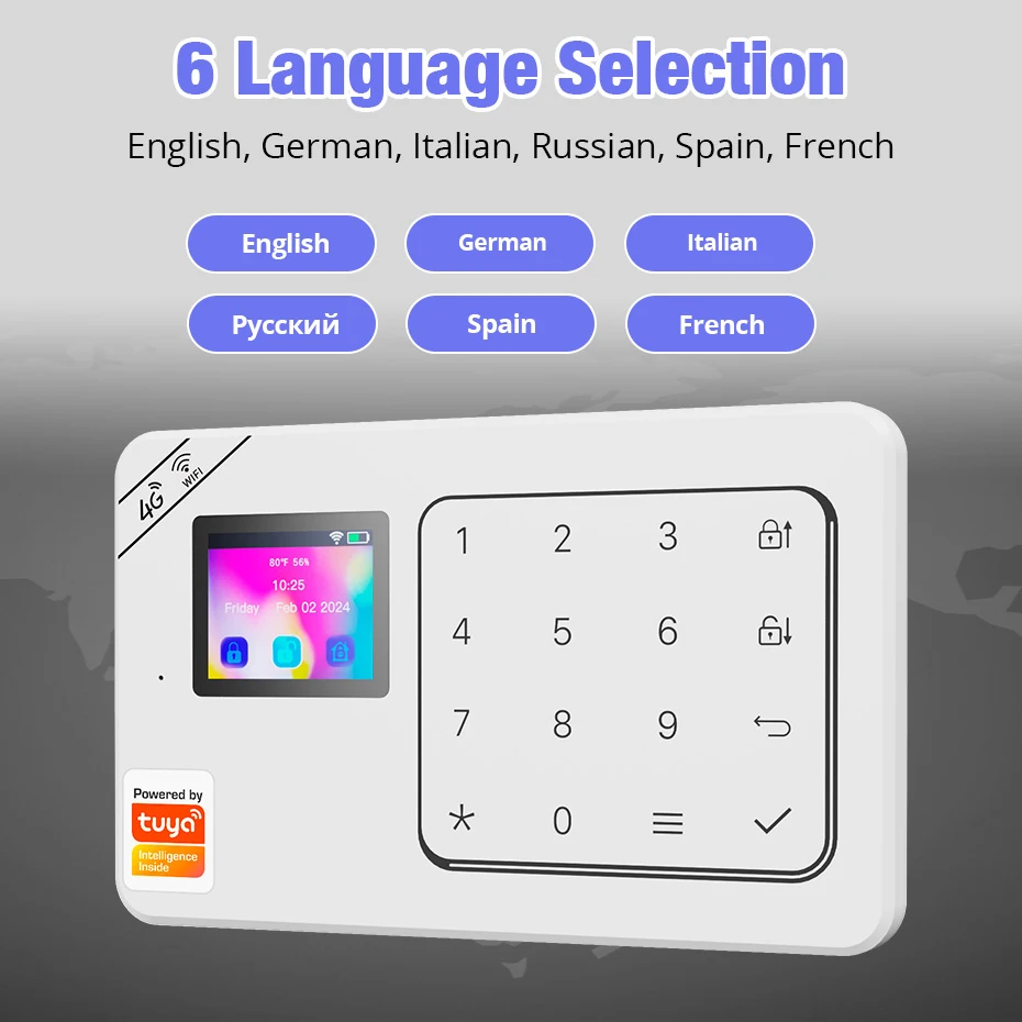 System alarmowy domowy Tuya Smart 4G WiFi Bezprzewodowy alarm bezpieczeństwa domu Ochrona przed włamaniem Antykradzieżowy czujnik ruchu PIR Sterowanie aplikacją