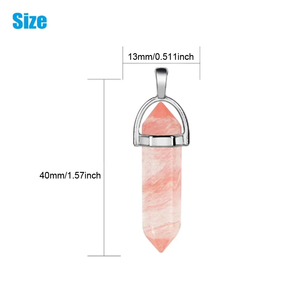 Natural Stone Crystal Hexagonal Point Pendants Quartz Bullet Hexagonal Pendulum Reiki Chakra DIY Jewelry Necklace Accessories