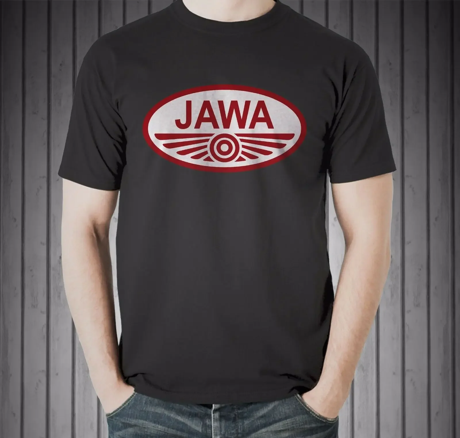 Jawa Vintage Classic Czech Motorcycle Moped Retro Patch Black T-shirt Size S-3XL