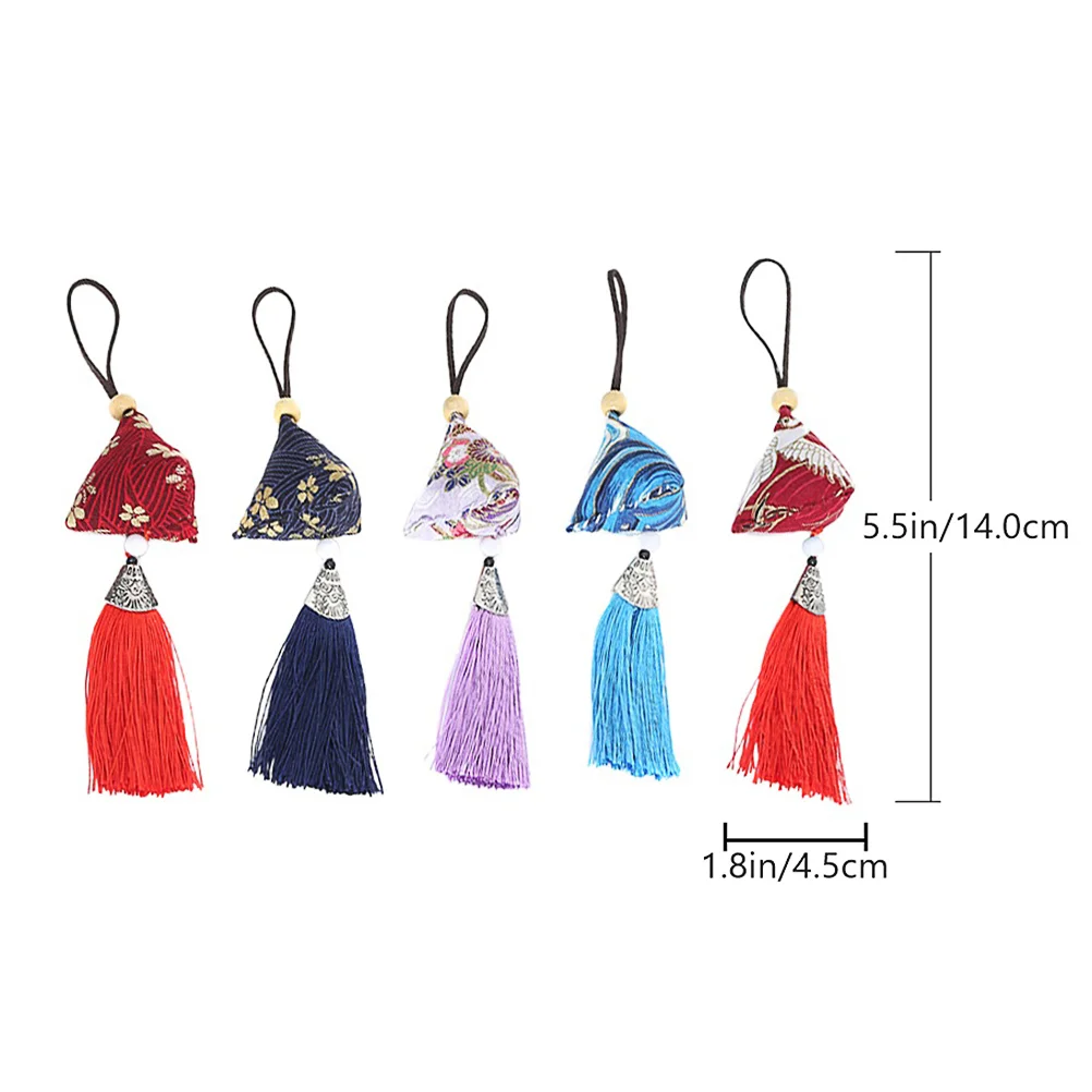 5 Pcs Japanese Style Car Perfume Bag Pendant Lavender Spice Scented Blessing Sachets Handmade Tassel Lasting Fragrance