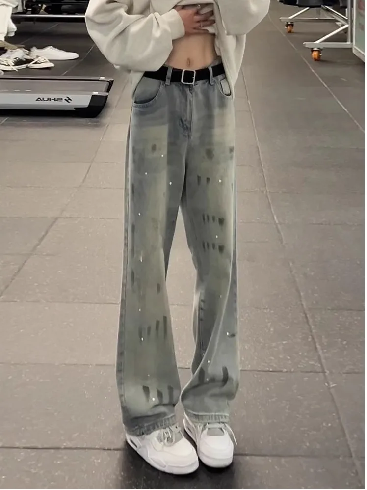 

Мужские джинсы American Sle Splaed Ink в стиле High Street, ретро, с эффектом стройности, слегка расклешенные, прямого кроя, с идеальной посадкой