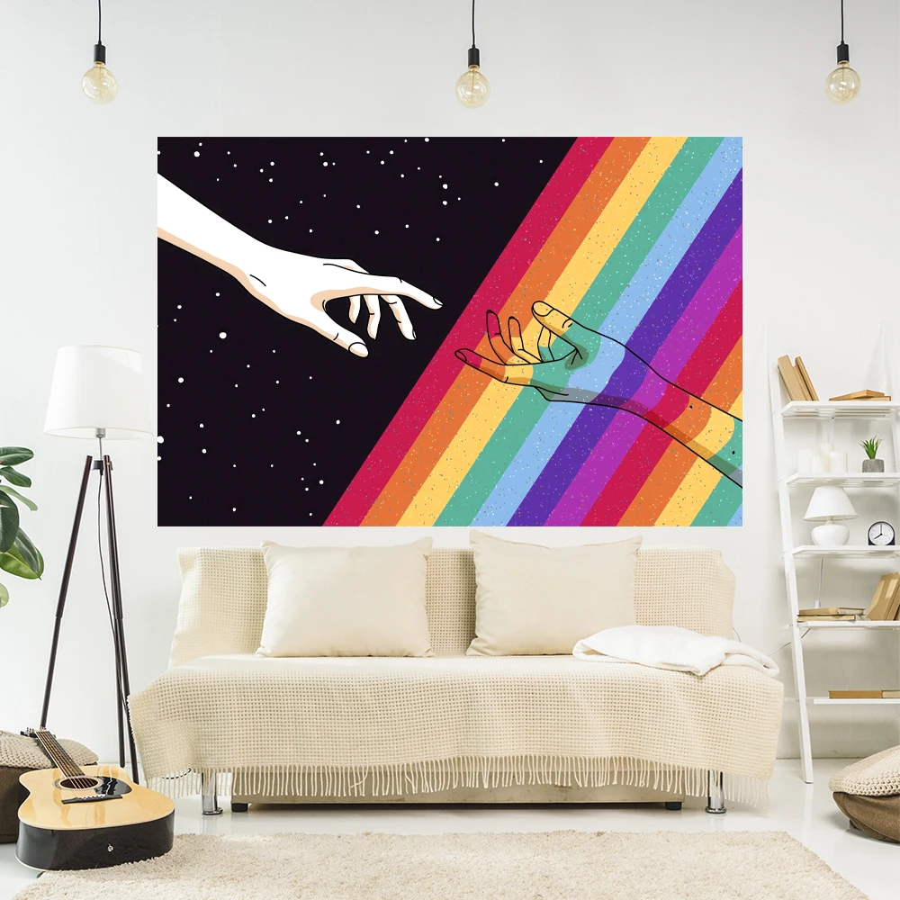 

Rainbow Poster Tapestry Hippie Printed Wall Hanging Bohemian Room Decor Dormitory Background Sofa Blanket