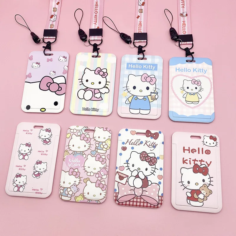 Hello Kitty ID Badge Holder Pendant Lanyards Dool My Melody Door Card Holders Neck Strap Girls Boys Sanrio Keychain Credential