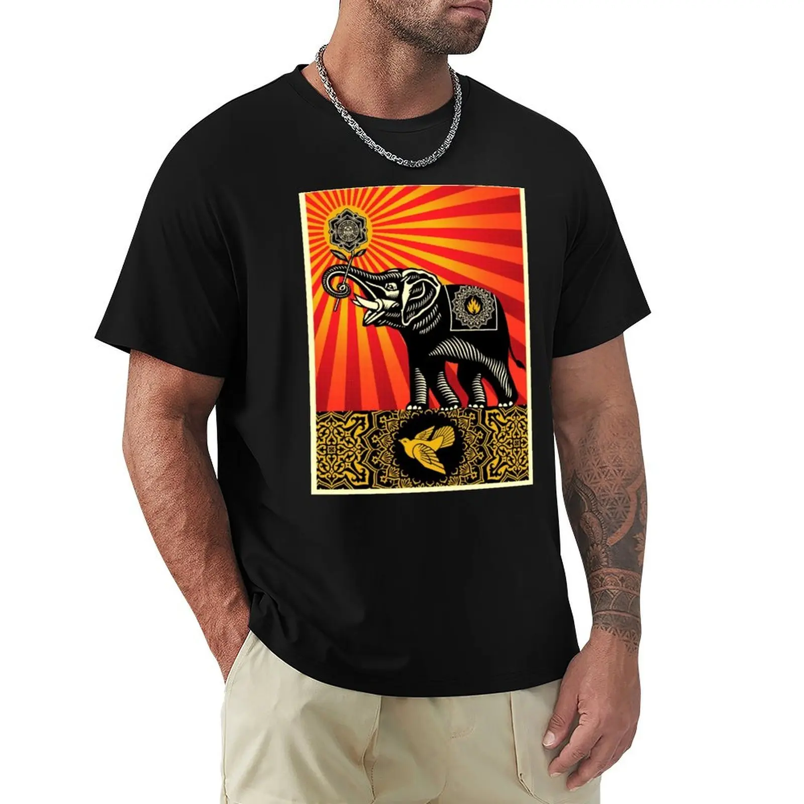 Shepard Fairey Elephant T-Shirt basketball graphic tees sweat mens clothes