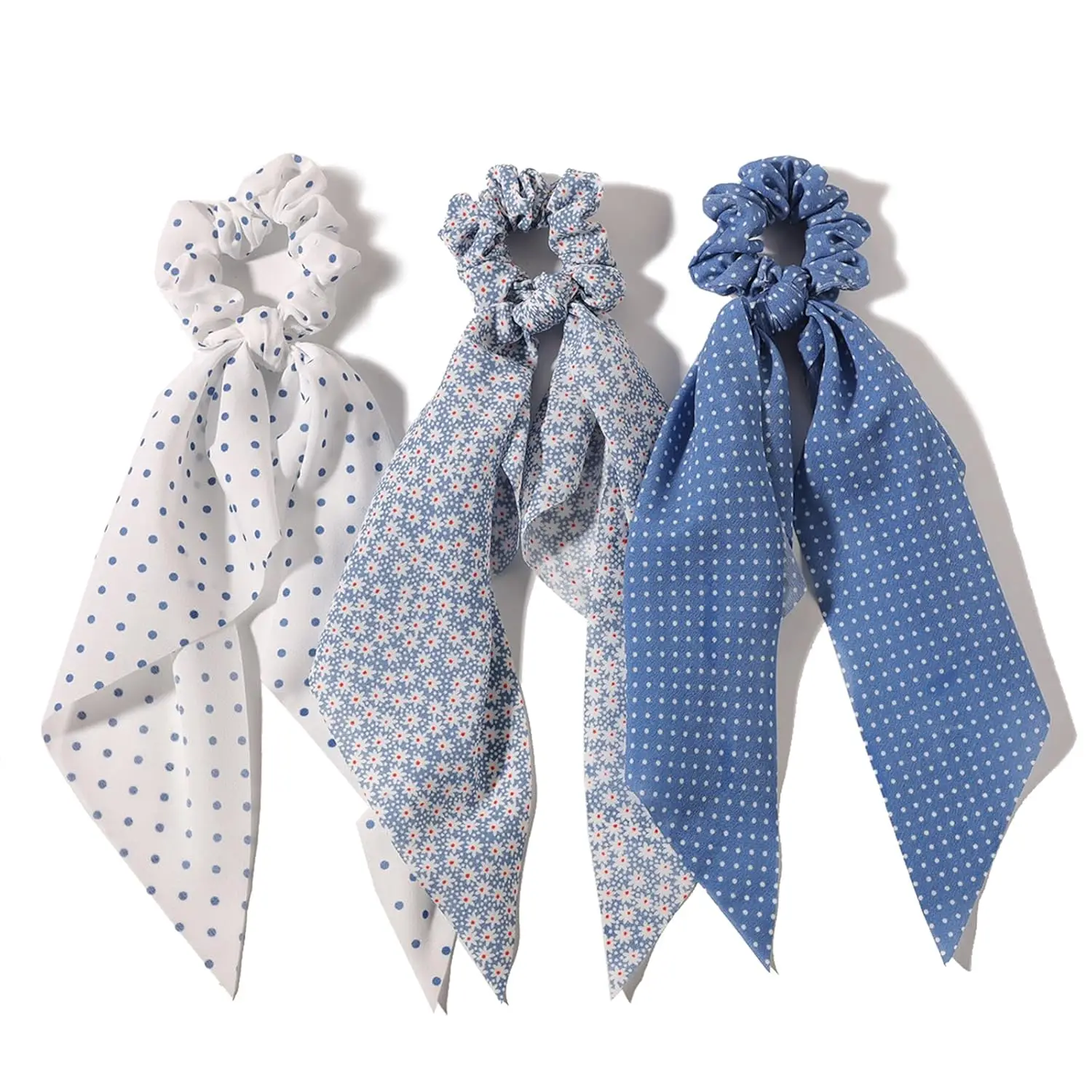 

Knotted Bow Hair Ties & Scarf Scrunchies Set - 3pcs Elastic Ponytail Holders for Women