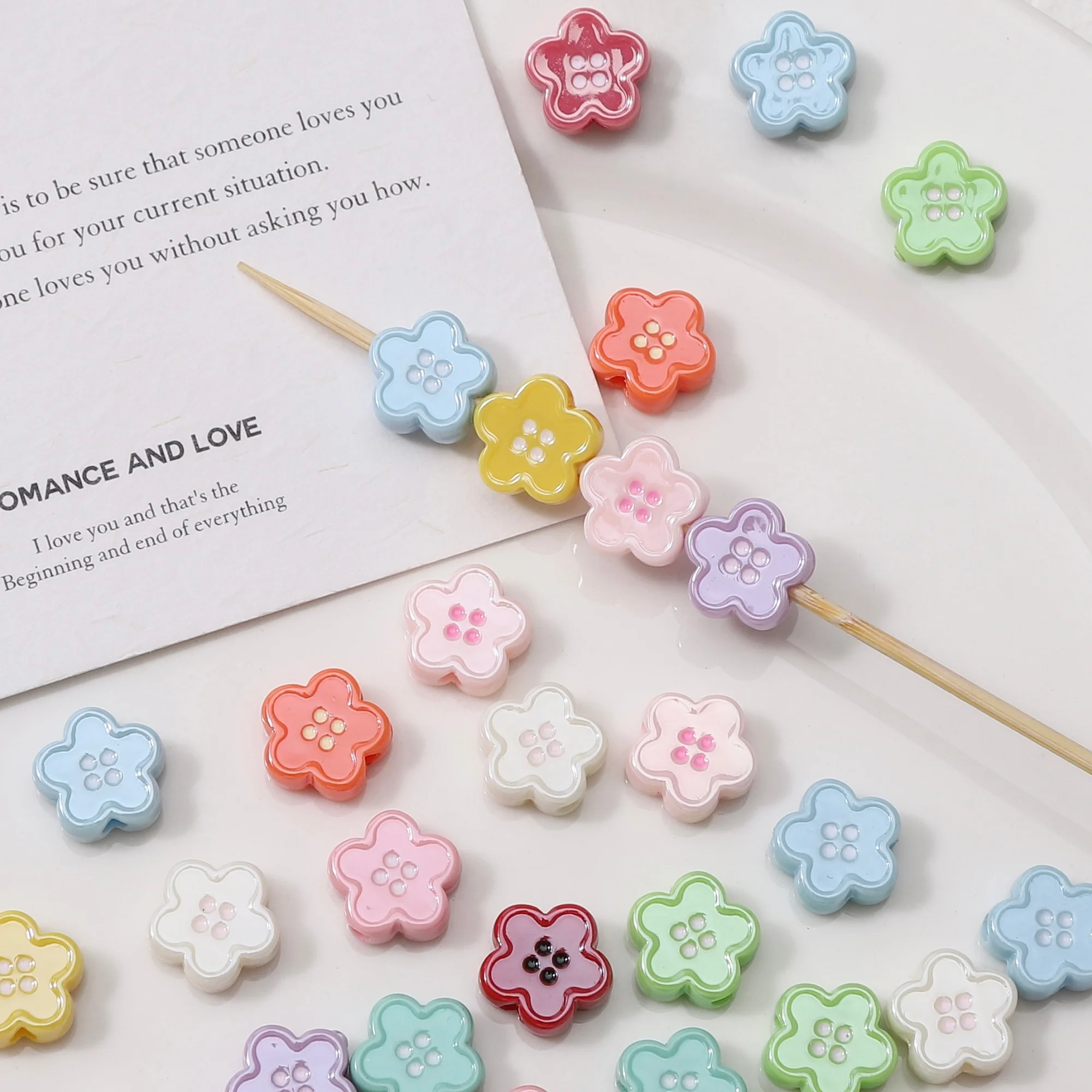 2-5Pcs Colorful Flower Acrylic Button Beads Loose Charms DIY Jewelry Making Bracelet Necklace Earring Keychain Accessories