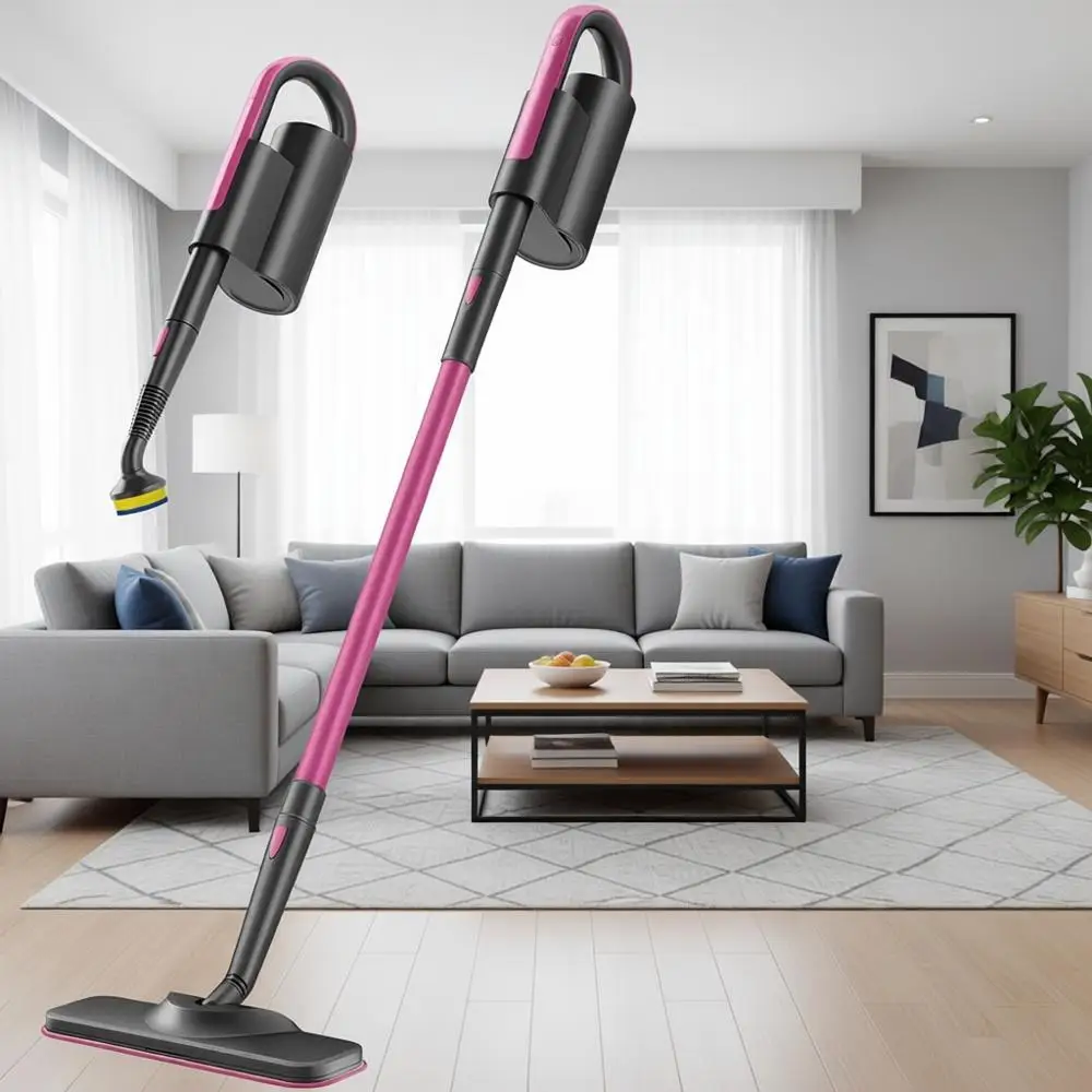 

Пароочиститель-швабра со съемным ручным отпаривателем для уборки полов из твердых пород дерева, ламината, плитки и затирки.