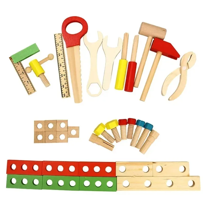 เด็กซ่อมกล่องเครื่องมือจําลองประกอบสกรู NUT Early Education Building Blocks Play House ของเล่นปริศนา