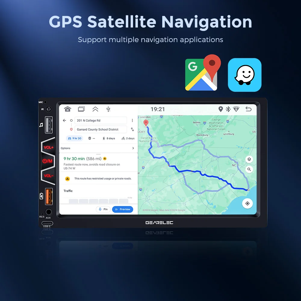 راديو السيارة العالمي CarPlay Android Auto 7 بوصة Android 13 لاسلكي مع بلوتوث واي فاي FM GPS والملاحة مشغل الوسائط المتعددة