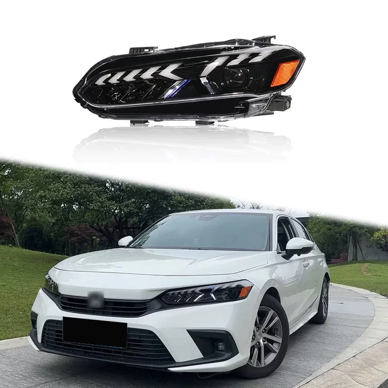 

For Honda 11th Gen Civic Sedan 2023 LED Headlamp With Sequential Turn Signal OEM White Front Lights 24V DRL Box Packaging