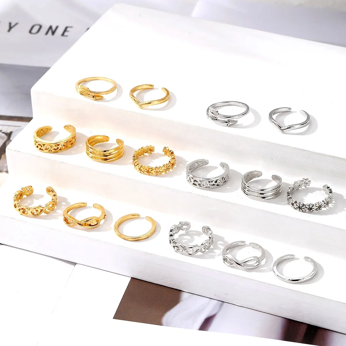 7/10/12Pcs Adjustable Toe Rings for Women Foot Ring Gold/Silver Color Metal Round Jewelry for Girl Summer Beach Barefeet Fashion view 4