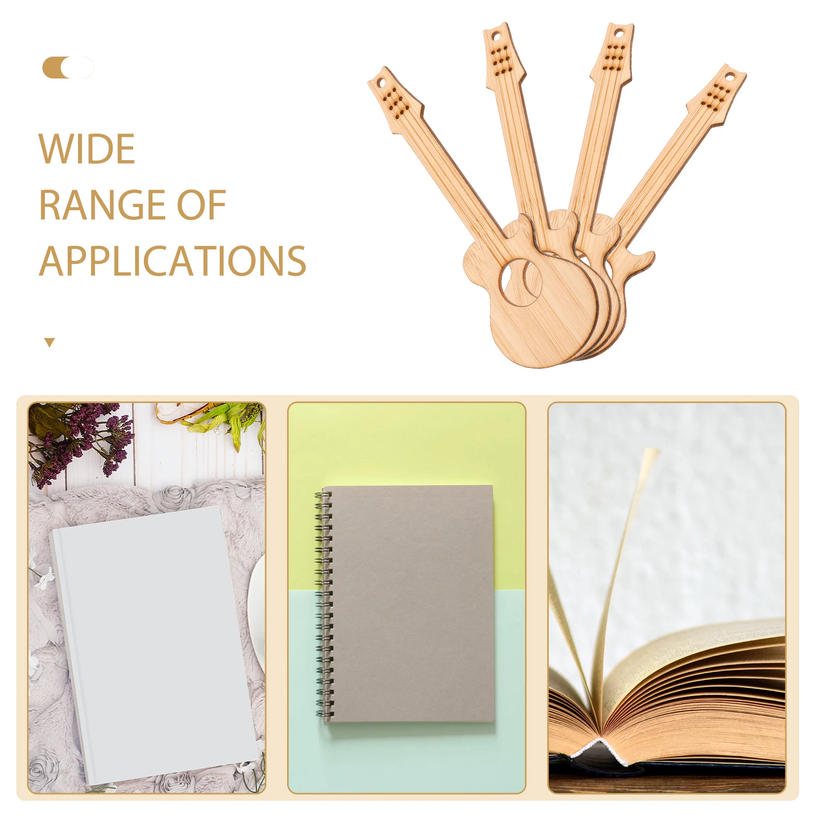 4pcs Bamboo Bookmarks Musical Instrument Design Page Markers For Book Lovers Students Gift Set Reading Accessories