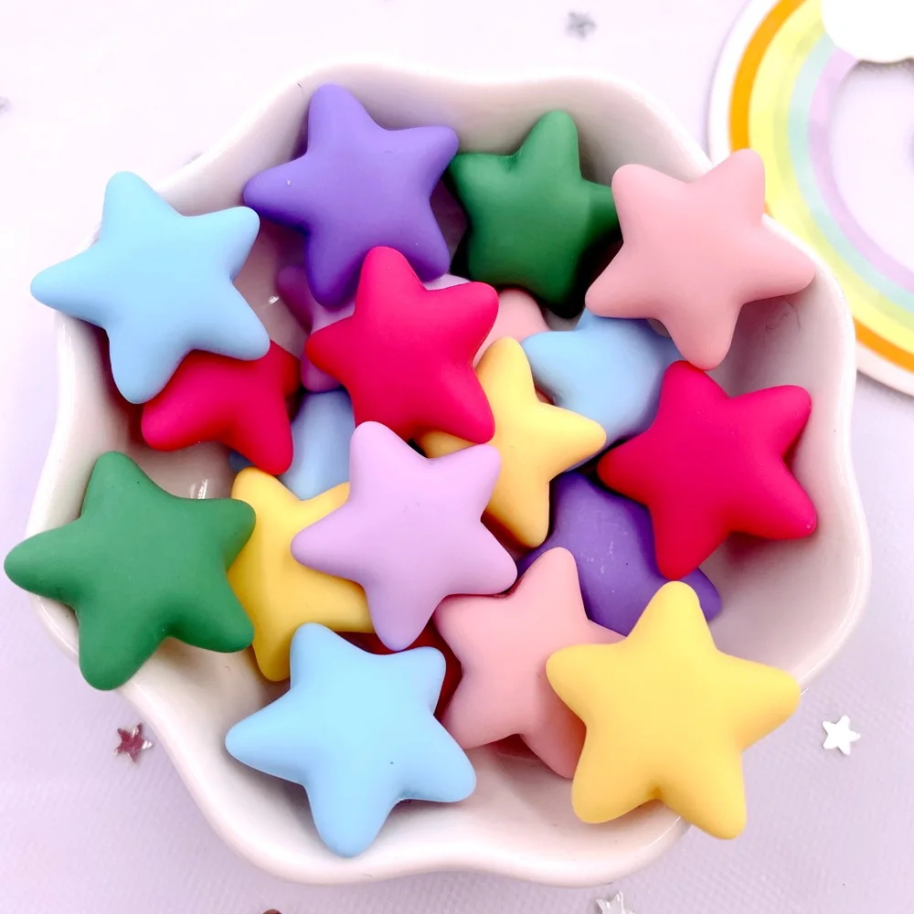 Resin 20mm  Colorful Cartoon Frosting Candy Color Star Gems Flatback Stone Figurine 20PCS Scrapbook DIY Hair  Accessories  Decor