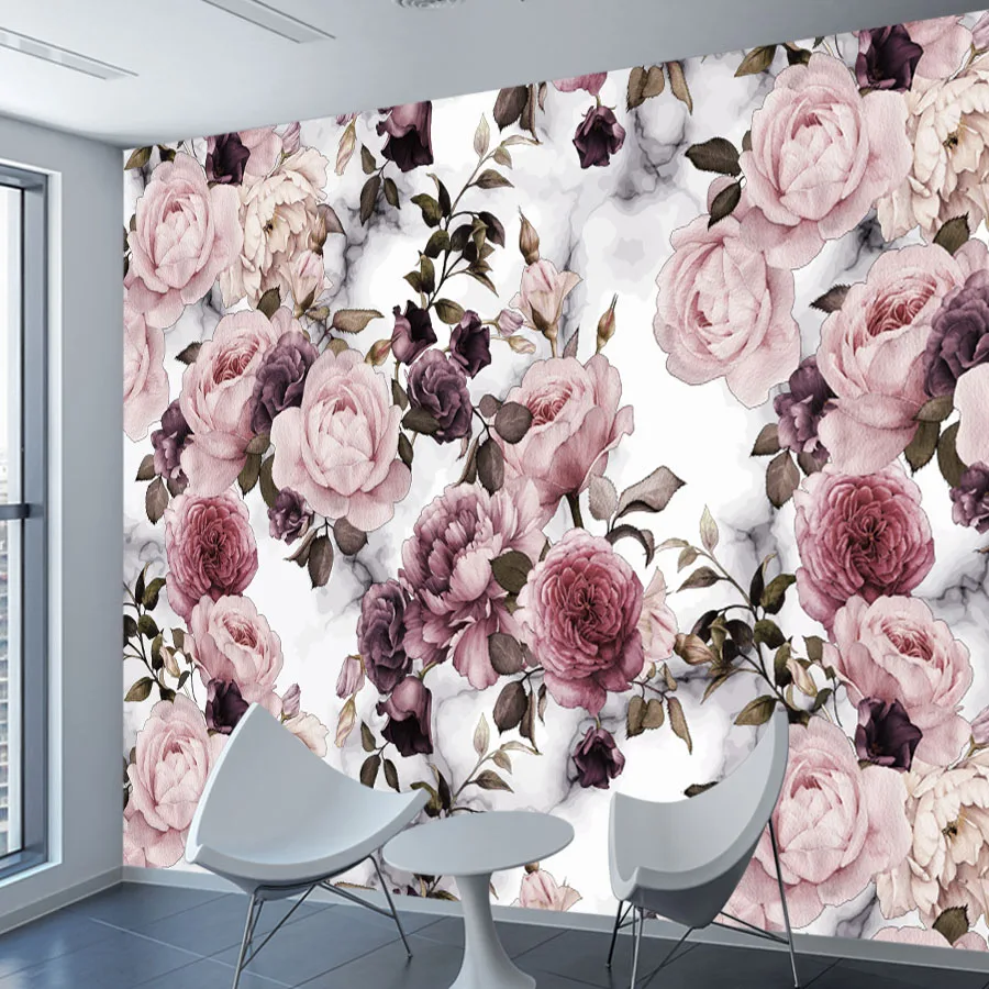 

Самоклеящиеся фотообои с цветочным узором пионов для декора стен в гостиной, съемные, для ремонта и оформления интерьера