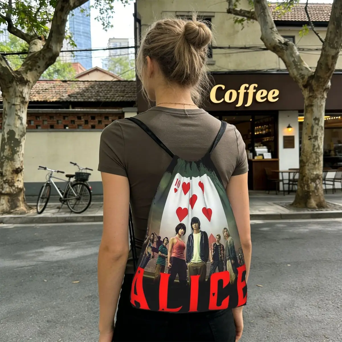Alice In Borderlanded Poker Thriller Drama Backpacks Multi-function Drawstring Bags Sports Bag Book Bags for Man Woman School
