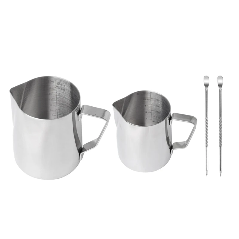 

2 Pack Milk Frothing Pitcher,12Oz & 20Oz Espresso Steaming Pitcher,For Espresso Coffee Cappuccino Latte,Tick Mark Inside