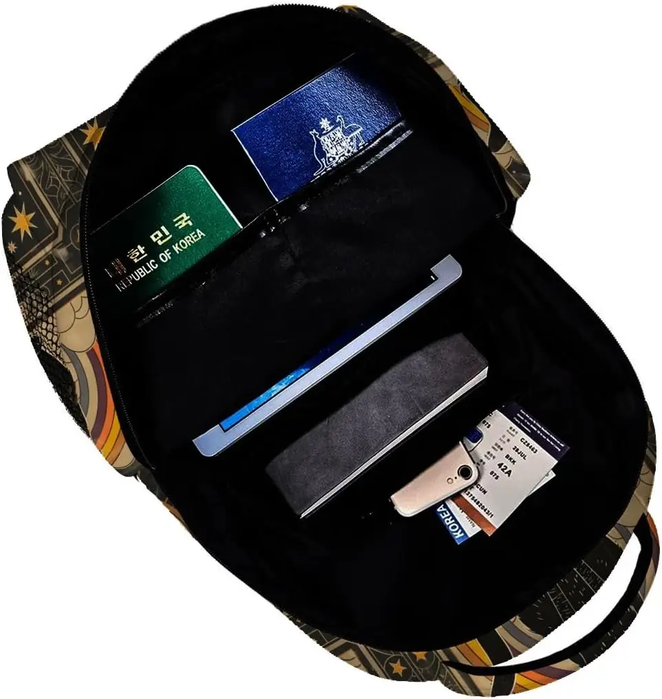 Mochila gótica de gato negro, bolso para portátil de poliéster, mochilas Celestial Moon y Rainbow, mochila estilo Tarot místico