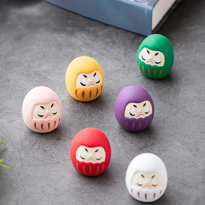 Japanese Ceramic Daruma Doll Crafts Lucky Charm Fortune Ornament Landscape Home Decor Miniature Accessories Gifts