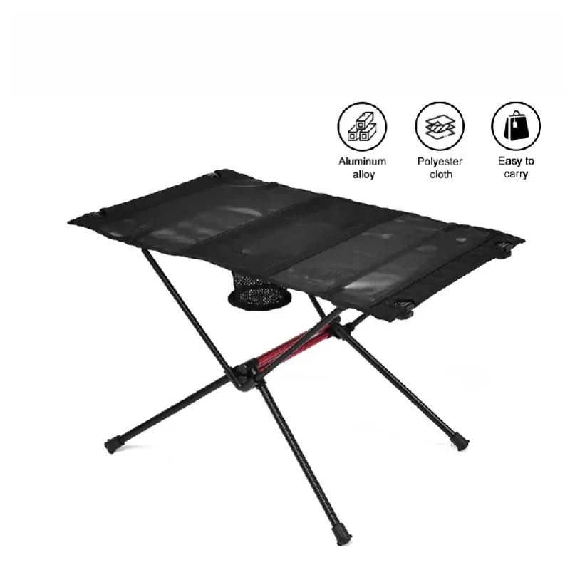 

Portable Folding Camping Table with Cup Holders & Mesh Pocket Lightweight Outdoor Picnic Table for Hiking Travel Beach