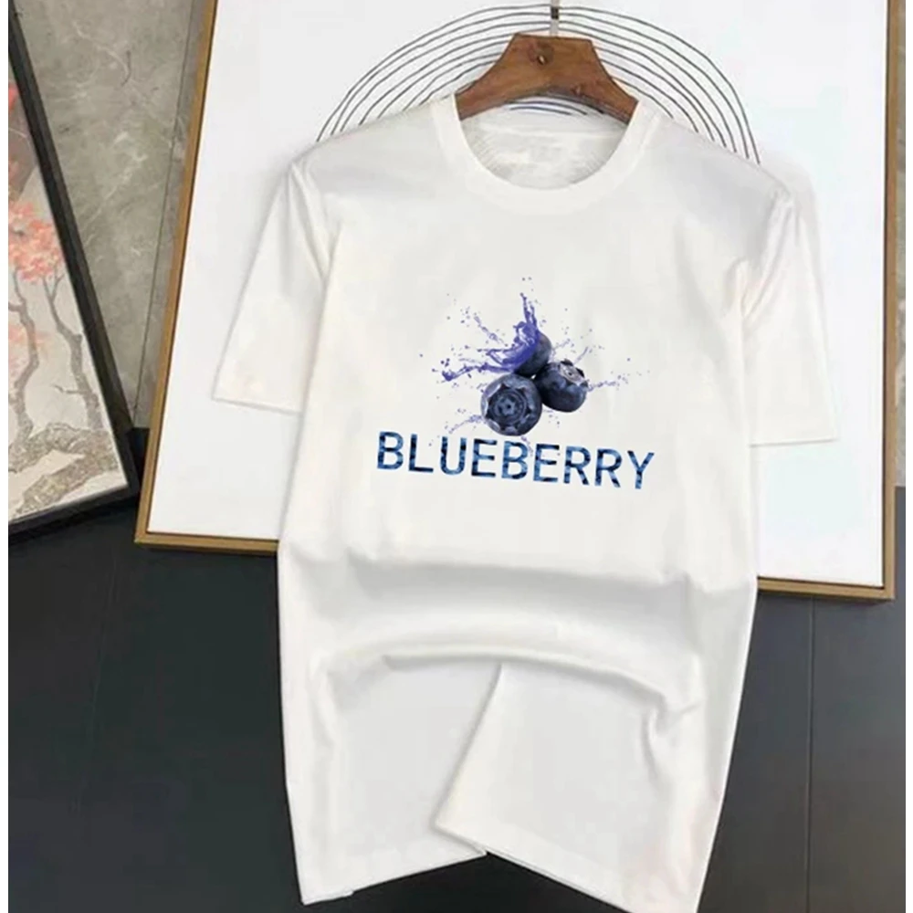 

Luxury Brand Blueberry T-shirt For Men's And Women's Short Sleeved Tops Solid Color Fashion Casual Graphic Print Tshirt Clothes