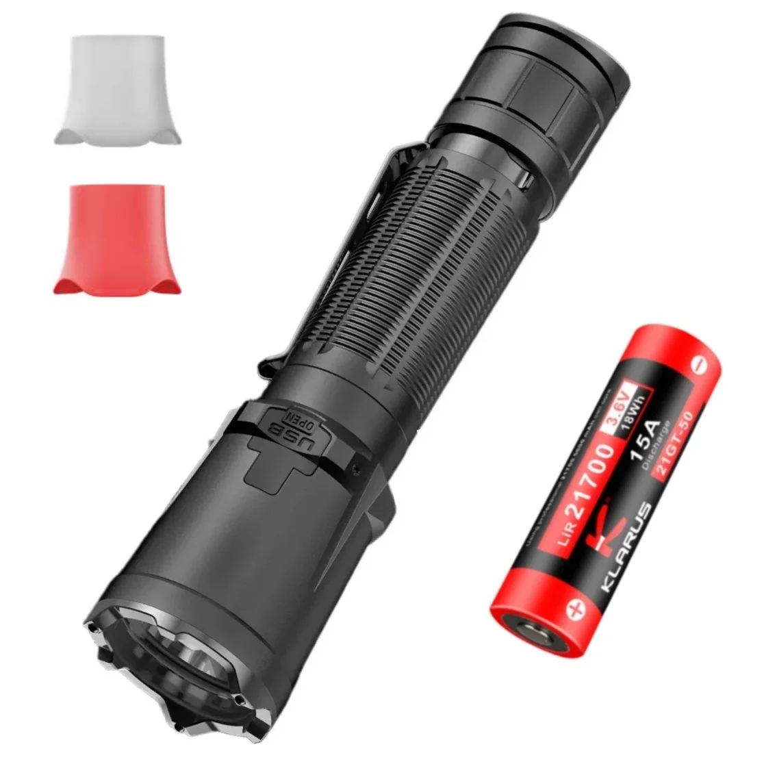 KLARUS Upgrade Powerful Tactical LED Flashlights 3300Lumens Dual-Switch Torch with 21700 Battery for Camping Self Defense