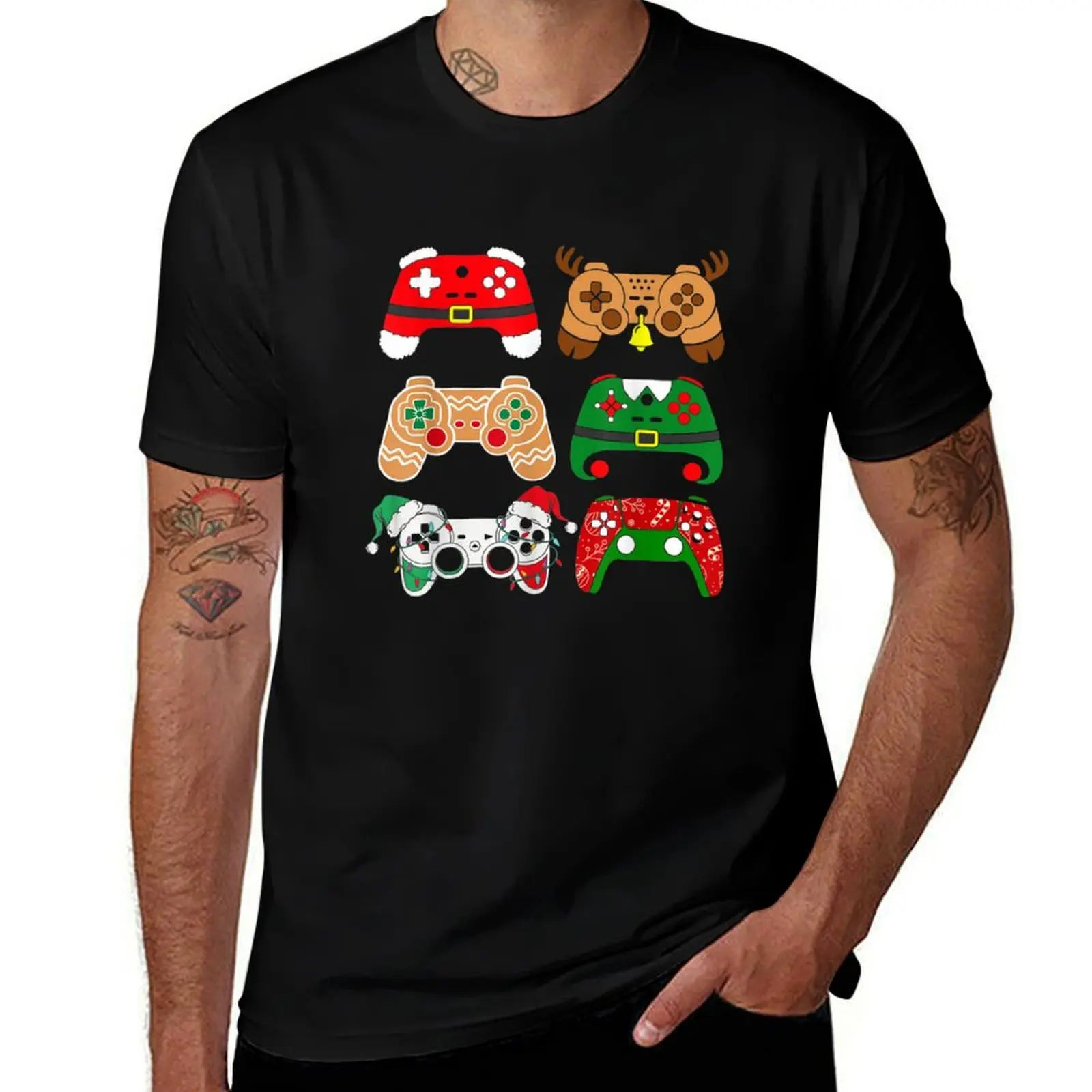 

Video Game Controller Christmas Santa Hat Gamer Boys Kids T-Shirt vintage graphic tee mens designer clothes