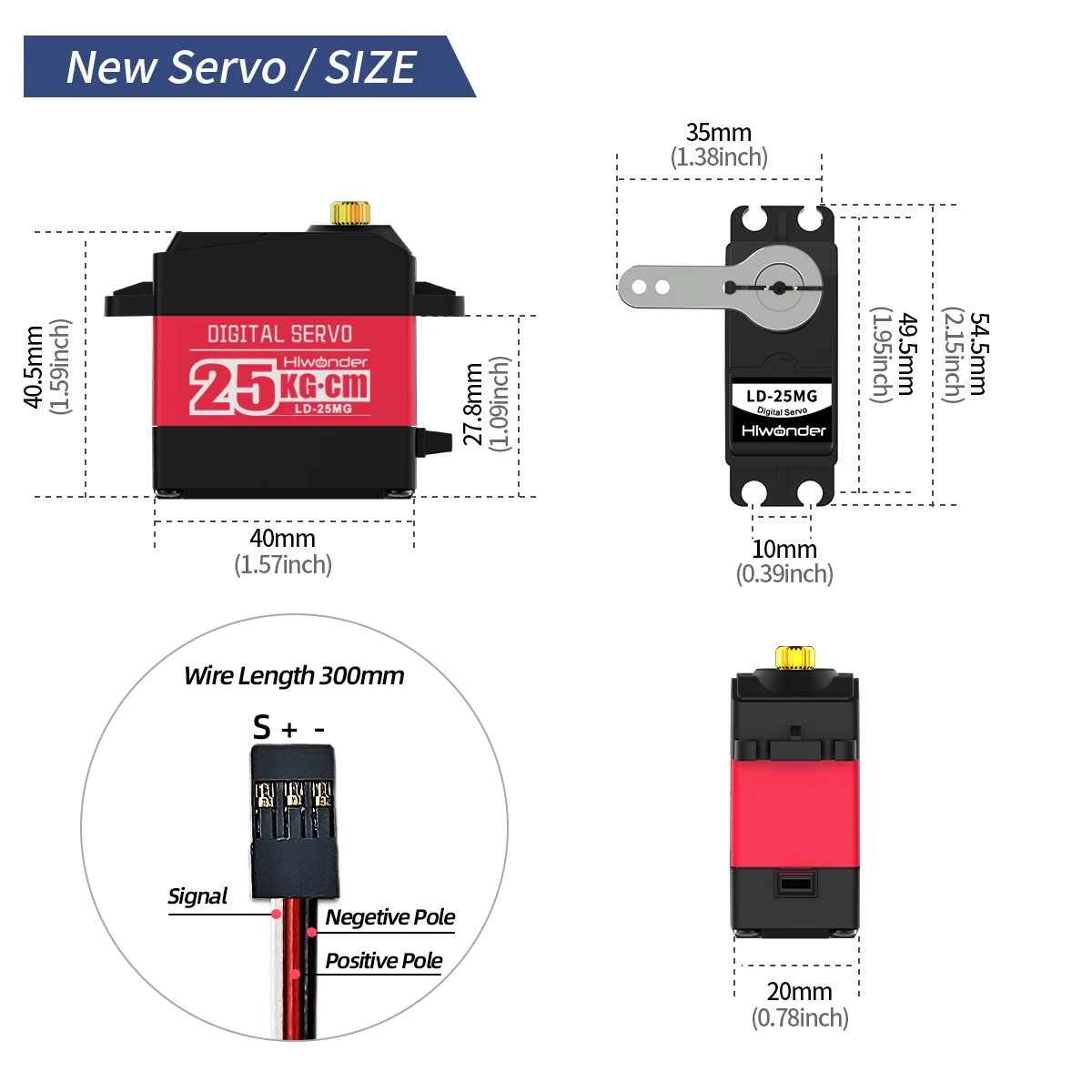 Hiwonder LD-25MG Strong Torque PWM Digital Servo 25KG Supports Robotic Arm RC Car Single Shaft