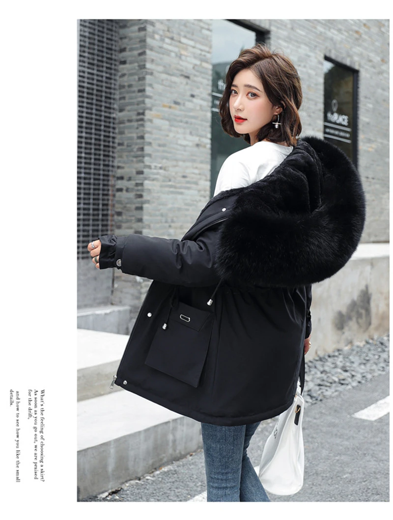 Winter Jacket Coat New Women Parka Clothes Long Coat Wool Liner Hooded Jacket Fur Collar Thick Warm Snow Wear Padded Parka
