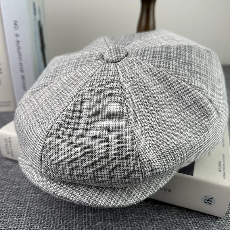 Summer Beret Homme Flax Newsboy Caps Breathable Octagonal Hat Men Women Berets Thin Casual Painter Caps