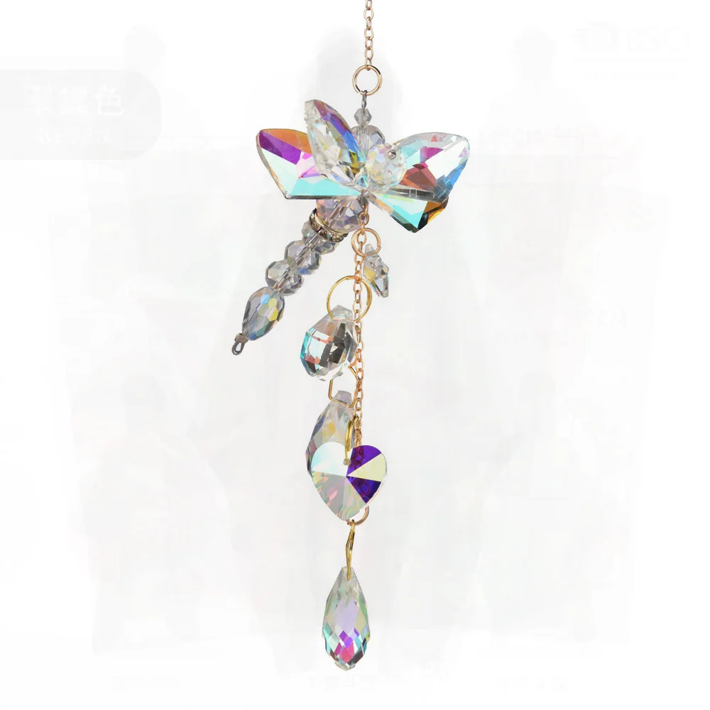 

Hand-Woven Butterfly Dragonfly Crystal Sun Catcher Wind Chime Pendant Modern Minimalist Courtyard Decorative Window Hanging 30cm