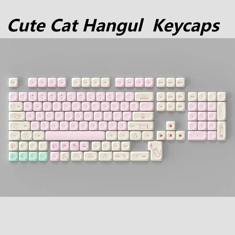 

Набор колпачков для клавиш Cute Cat Hangul, индивидуальный сублимационный колпачок из ПБТ с профилем моа вишни для механических аксессуаров для клавиатуры