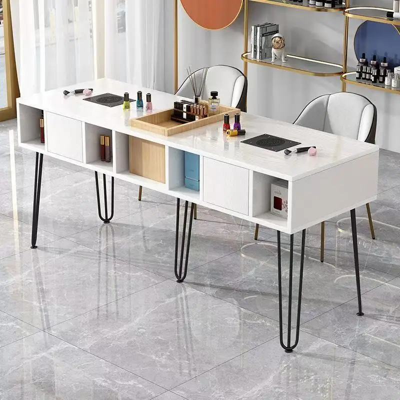&c Solid Wood Nail Table and Chair Set New Style with Vacuum Cleaner Single Double Stylish Nail Table Economical