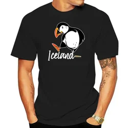 Iceland Shirt With Puffin Bird T-Shirt For Men, Color Black Navy, Size S-5Xl Harajuku Tee Shirt anime clothes streetwear COTTON