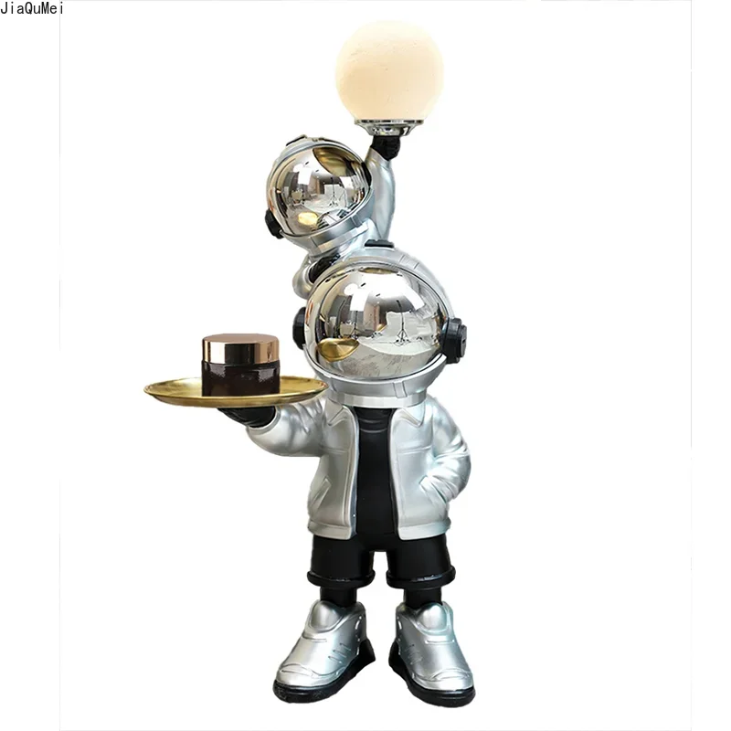 Imagem -06 - Nórdico Grande Elegante Astronauta Bandeja Estátua Armazenamento de Bandeja Iluminada Decoração Home Artesanato Interior Presentes