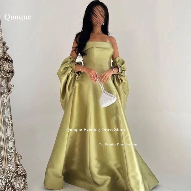 

Qunque Saudi Arabia Prom Dresses A-line Long Evening Dresses With Puff Cape Sleeves Formal Party Gowns Vestidos De Graduación