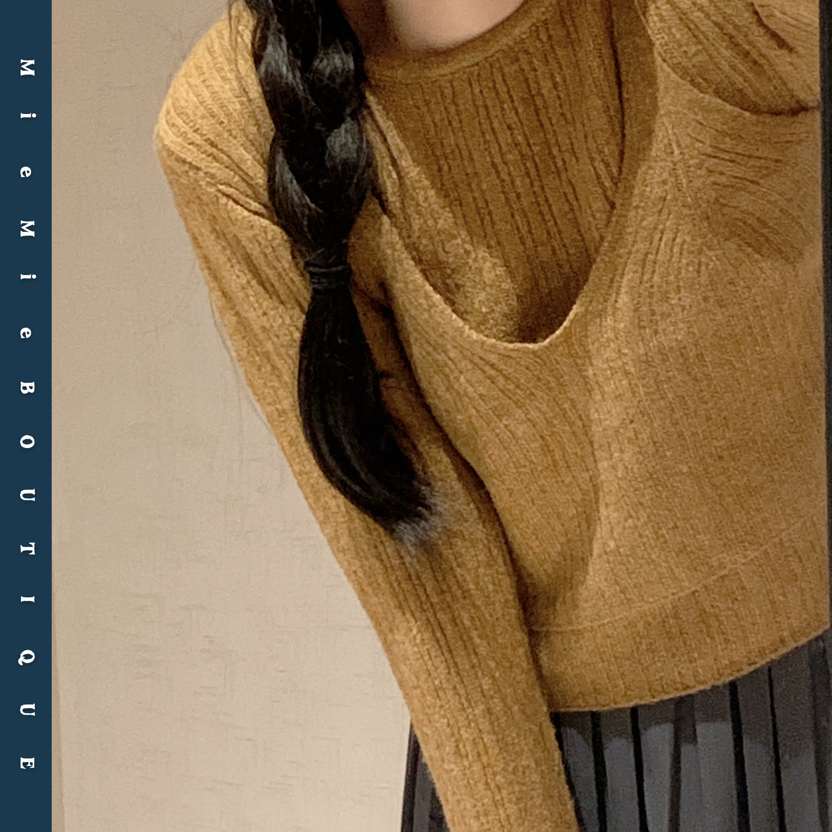 

Sweet Sle Knitted Sweater Texture Layered Wear Fake Two-Piece Long Sve round Ne Regular Fit Winter Women's Online Excl...