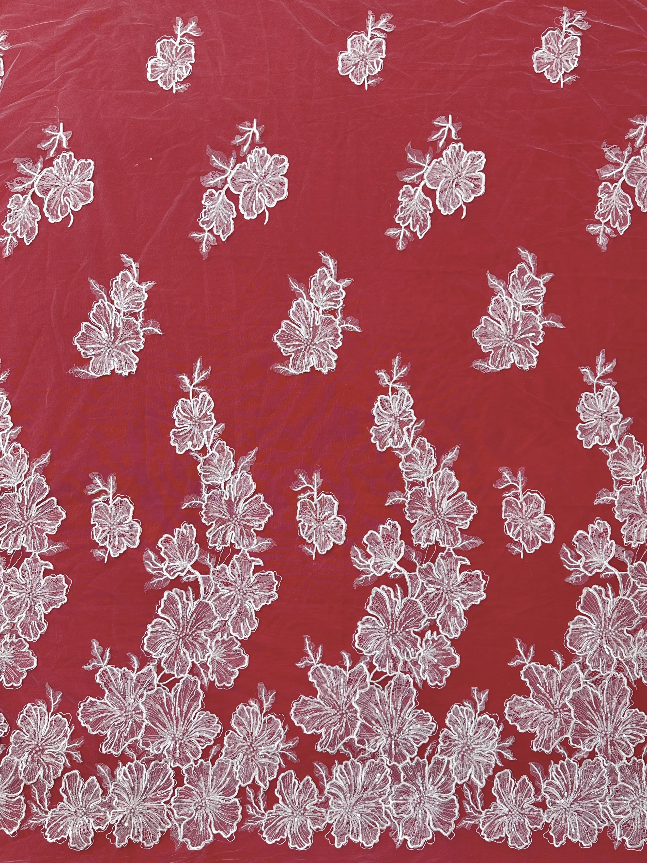 White Luxury African Lace Fabric High Quality Sequins Beads Lace Fabrics Nigerian French Tulle Lace Fabric For Wedding Dress