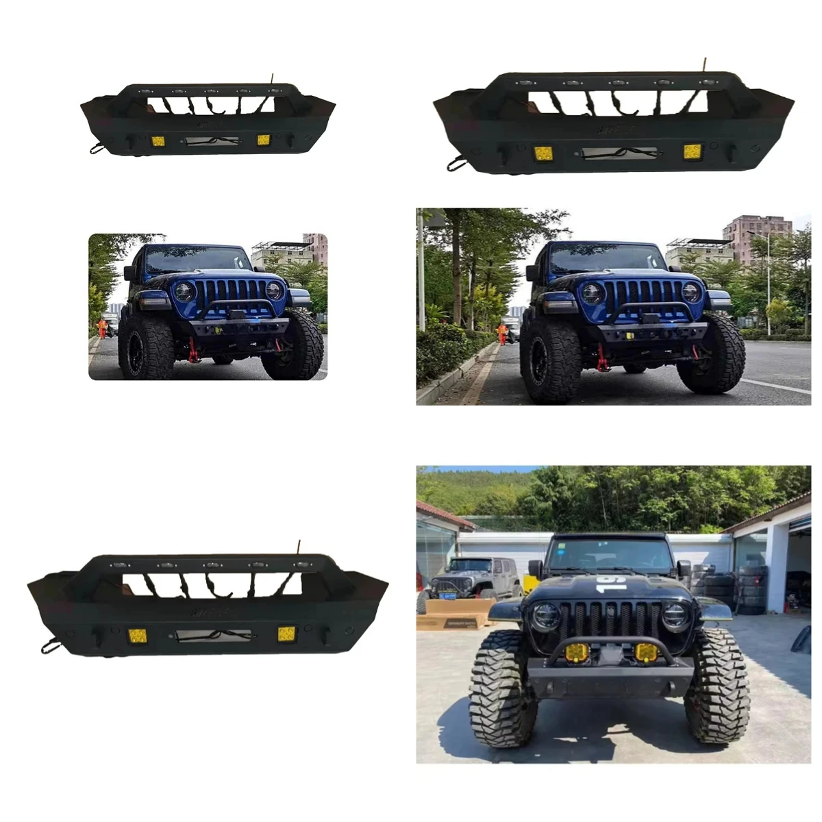 

2/4 Doors Off-road Textured Black Front Bumper With Featuring Sensor Hole For Wrangler JK JL 2007-2024