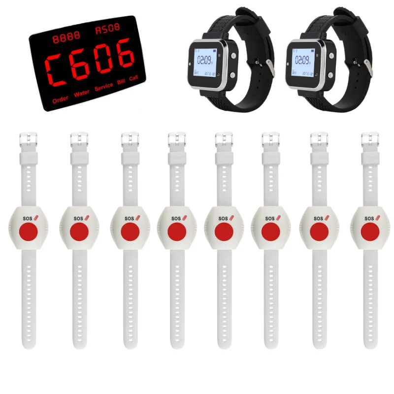Wireless Nursing Paging System Nursing Homes Hospitals SOS Emergency Assistance One-Button Emergency Alert Bracelet for Seniors