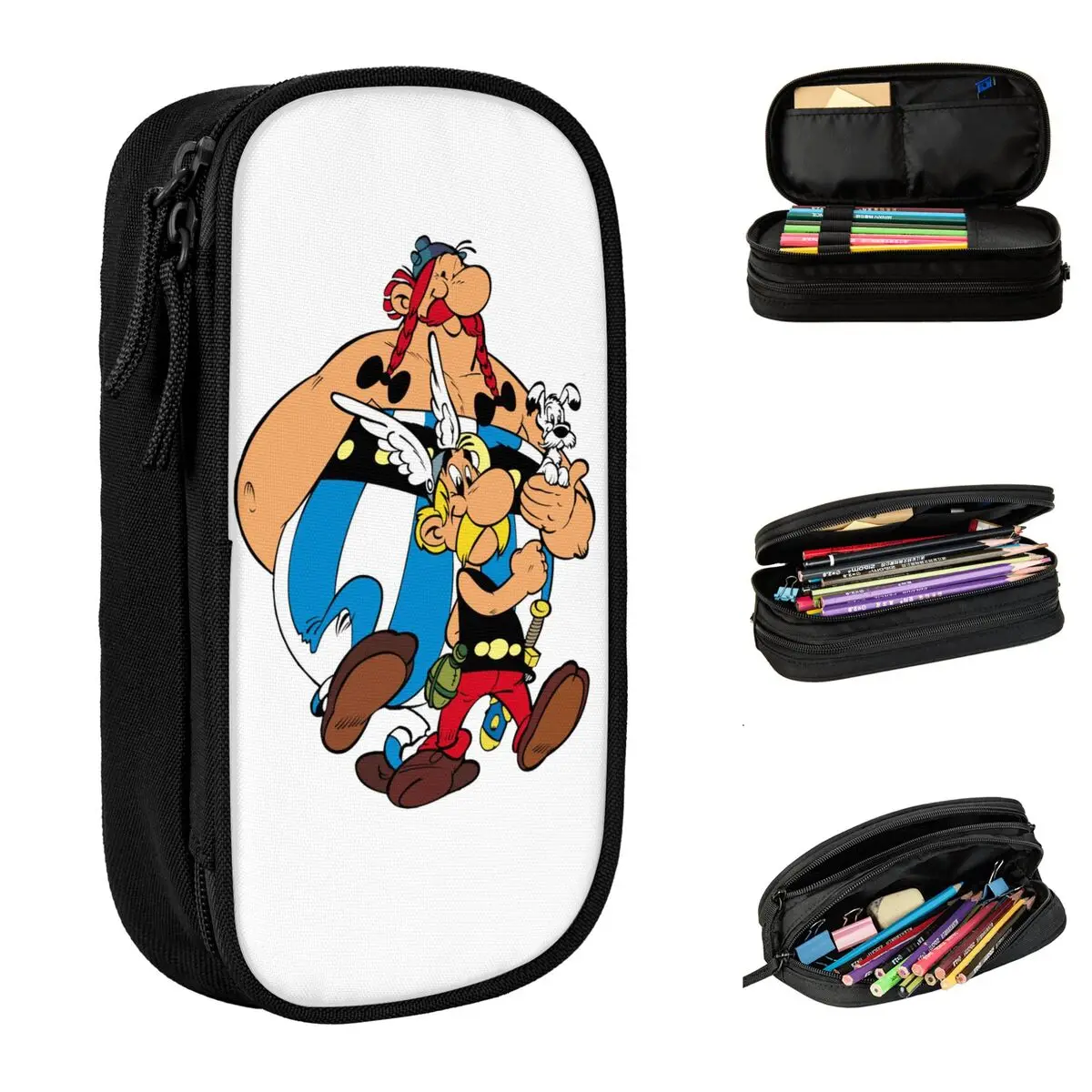 Asterix And Obelix Pencil Case Double Layer Large Capacity Office Accessories Pencil Case Stationery Amazing Gift